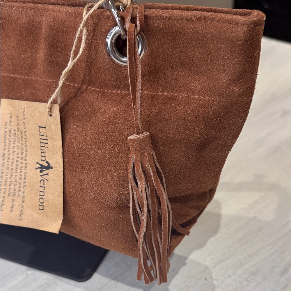 Lillian Vernon Brown Suede Shoulder Bag - Picture 2 of 10